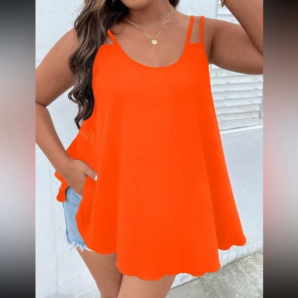 Luxe plus size orange comfy flowy tank top